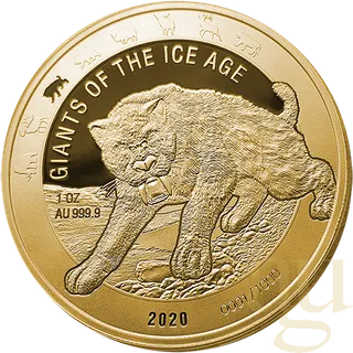 1 Unze Goldmünze Giganten der Eiszeit - Säbelzahnkatze 2020
