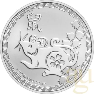 1 Unze Silbermünze Niue Lunar Ratte 2020