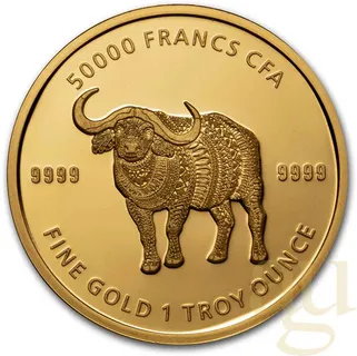 1 Unze Goldmünze Republic of Tschad Mandala Buffalo 2020