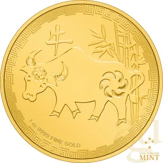 1 Unze Goldmünze Niue Lunar Ochse 2021