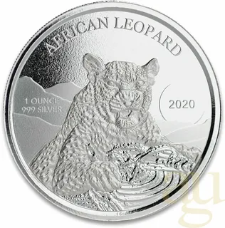 1 Unze Silbermünze Afrika Ghana Leopard 2020