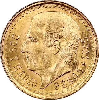 2,5 Dos Y Medio Pesos Goldmünze Mexiko Hidalgo