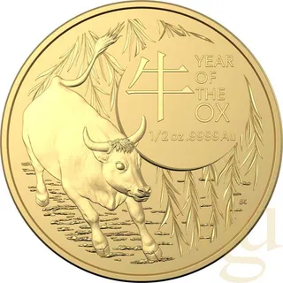 1/2 Unze Goldmünze Australien RAM Lunar Ochse 2021