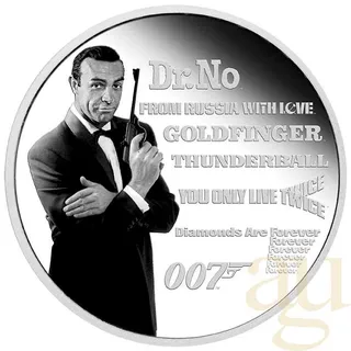 1 Unze Silbermünze Tuvalu James Bond 007 - Sean Connery 2021 - proof coloriert