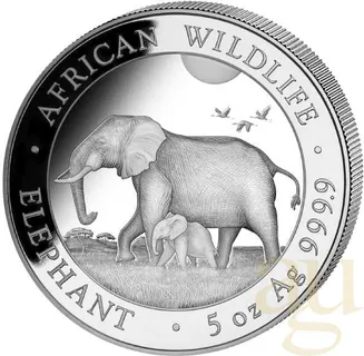 5 Unzen Silbermünze Somalia Elefant 2022