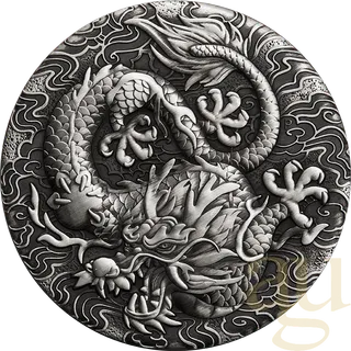2 Unzen Silbermünze Australien Drache 2022 - Antik Finish