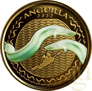 1 Unze Goldmünze EC8 Anguilla - Eel 2022 - coloriert