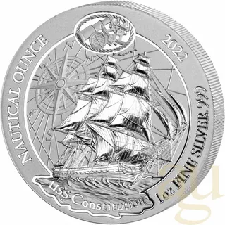 1 Unze Silbermünze Ruanda Nautical Serie - USS Constitution 2022
