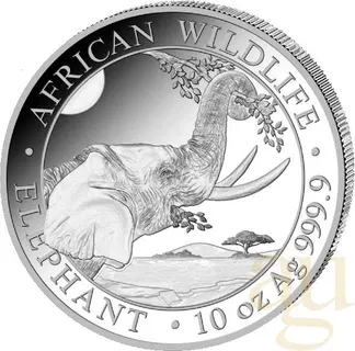 10 Unzen Silbermünze Somalia Elefant 2023
