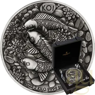 2 Kilogramm Silbermünze Australien Koi Fish 2023 - Antik Finish - High Relief