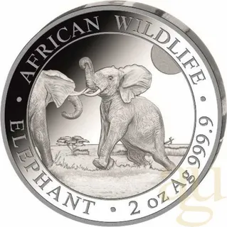 2 Unzen Silbermünze Somalia Elefant 2024