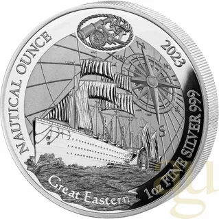 1 Unze Silbermünze Ruanda Nautical Serie - Great Eastern 2023 - polierte Platte