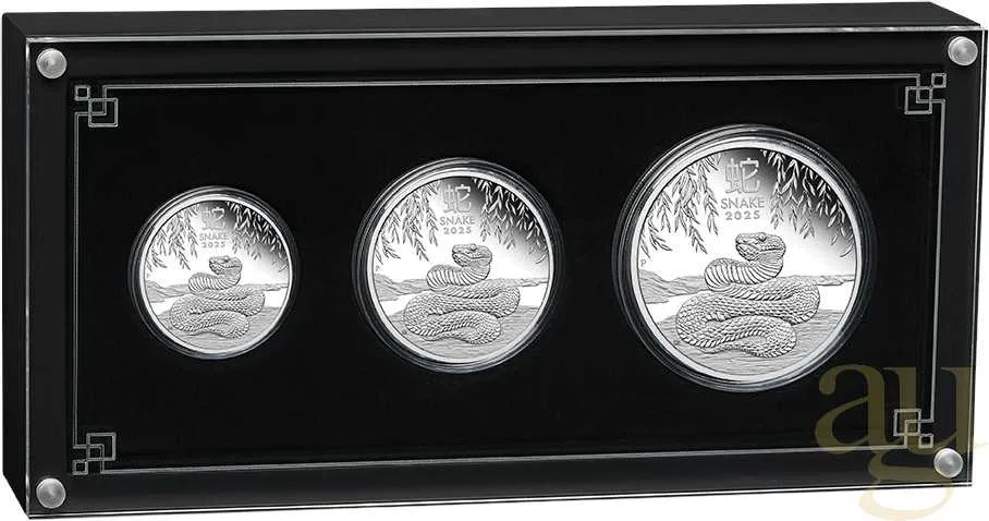 Silbermünze Australien Lunar III Schlange 2025 - polierte Platte - Three Coin Set