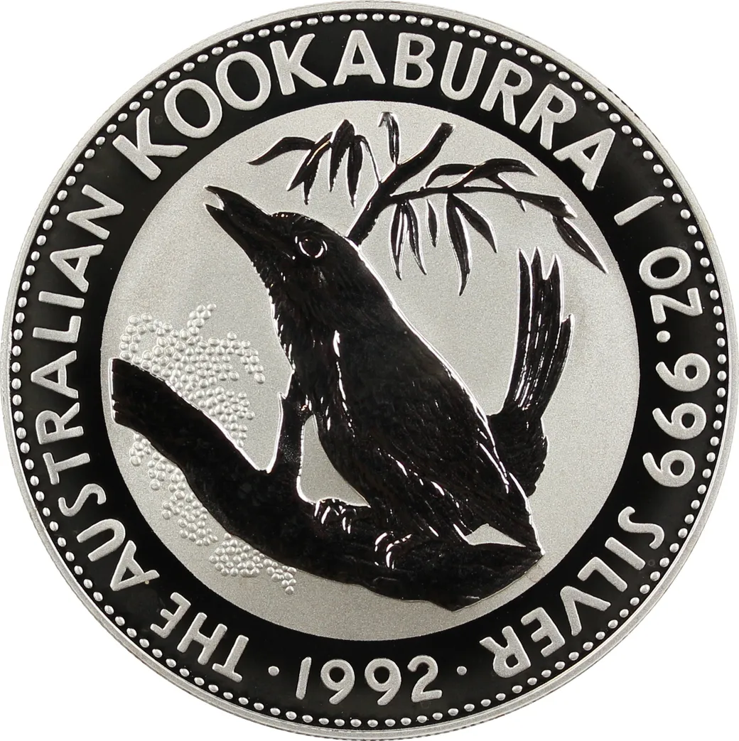 2 Unzen Silbermünze Australien Kookaburra 1992