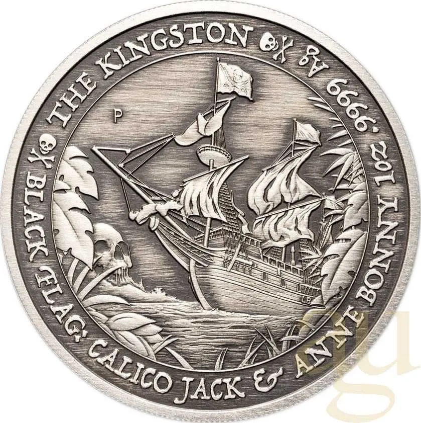 1 Unze Silbermünze Tuvalu - Black Flag - The Kingston 2024 Antik Finish