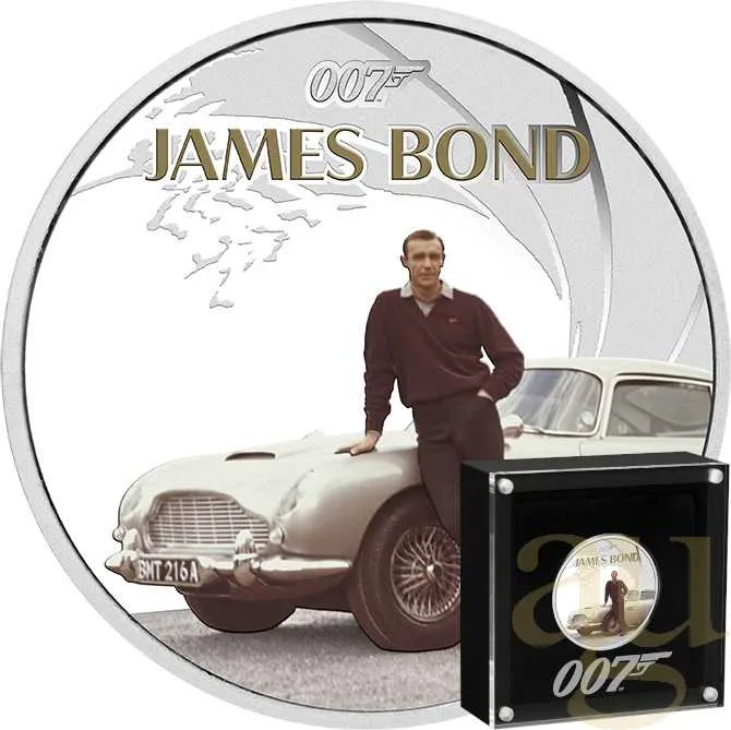 1 Unze Silbermünze Tuvalu James Bond 007 - Sean Connery - coloriert - proof 2024