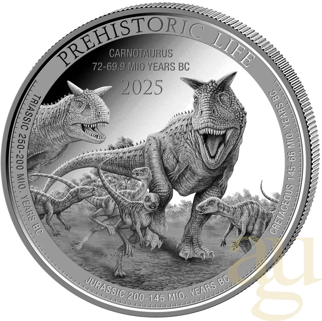 1 Unze Silbermünze Prehistoric Life II - Carnotaurus 2025