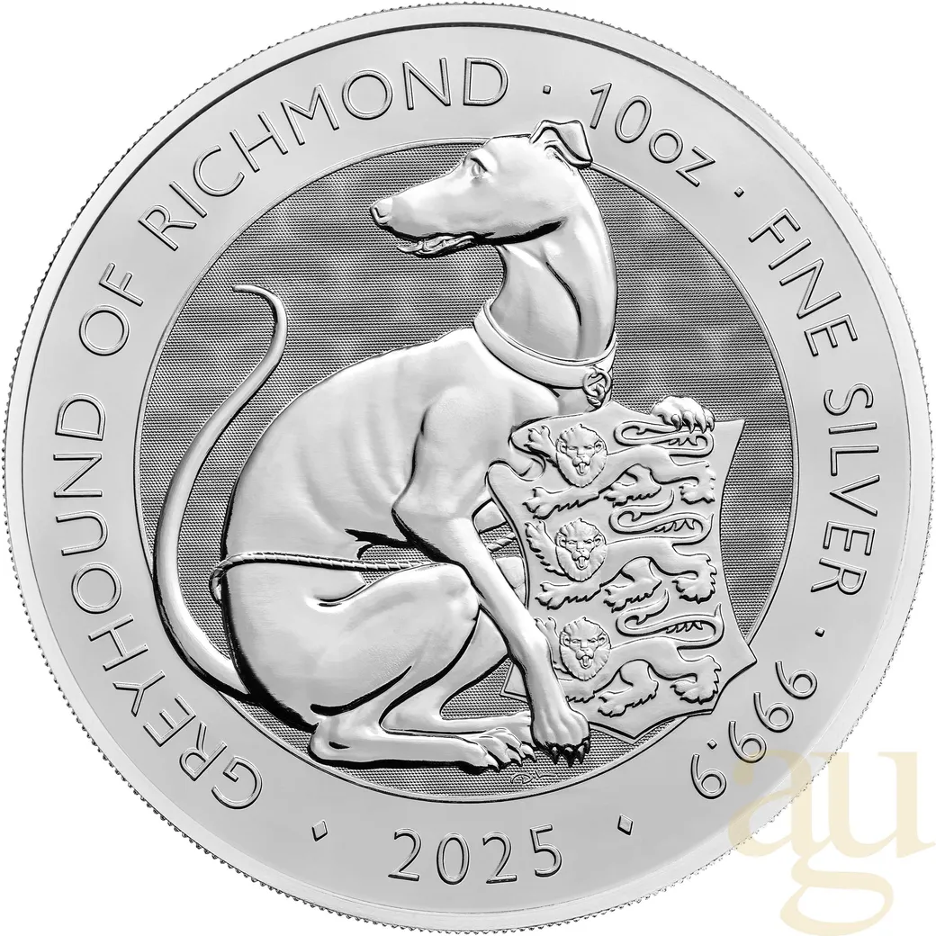 10 Unzen Silbermünze Tudor Beasts Greyhound 2025