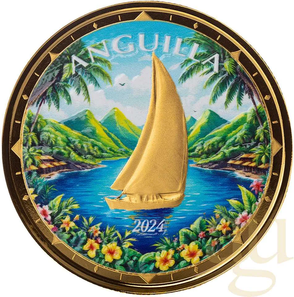 1 Unze Goldmünze EC8 Anguilla - Regatta 2024 - coloriert