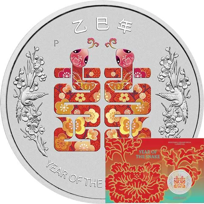 1 Unze Silbermünze Australien Year of the Snake 2025 Xi coloriert - Coincard
