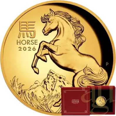 1 Unze Goldmünze Australien Lunar III Pferd 2026 - polierte Platte - High Relief