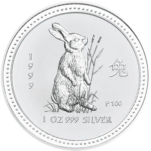 1/2 Unze Silbermünze Australien Lunar I Hase 1999