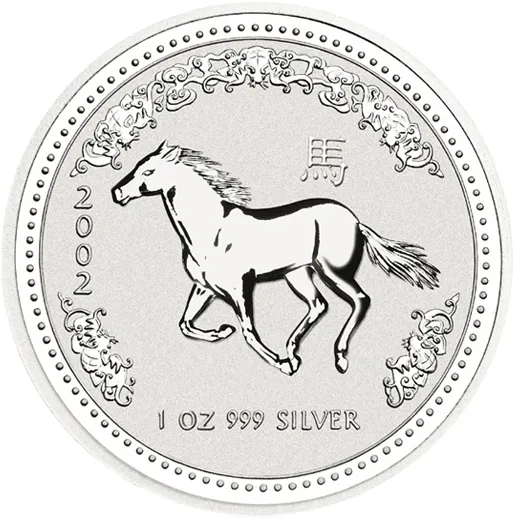 1 Unze Silbermünze Australien Lunar I Pferd 2002