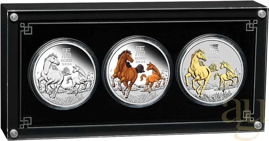 Silbermünze Australien Lunar III Pferd 2026 - Trio Set