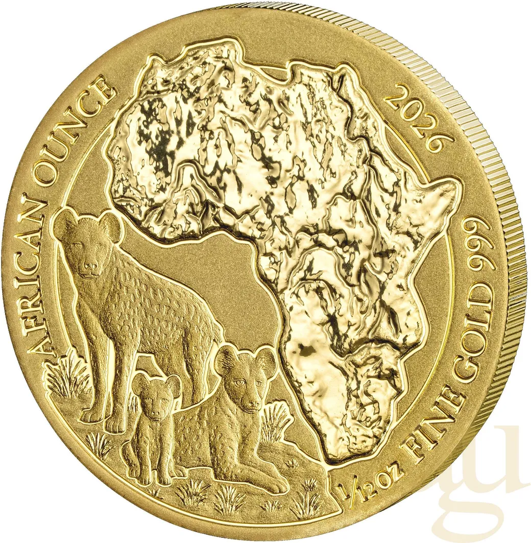 1/12 Unze Goldmünze Ruanda Hyäne 2026