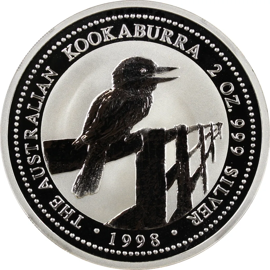 2 Unzen Silbermünze Australien Kookaburra 1998