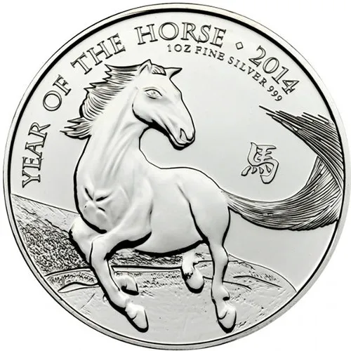 1 Unze Silbermünze Lunar Serie UK Pferd 2014