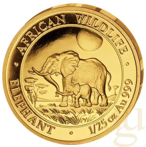 1/25 Unze Goldmünze Somalia Elefant 2011