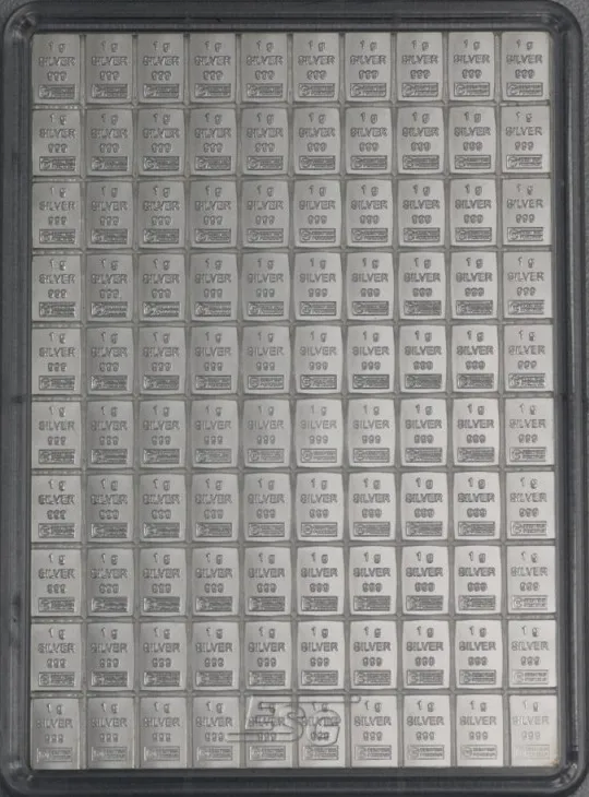 100 x 1g Silber Tafelbarren - Combibarren