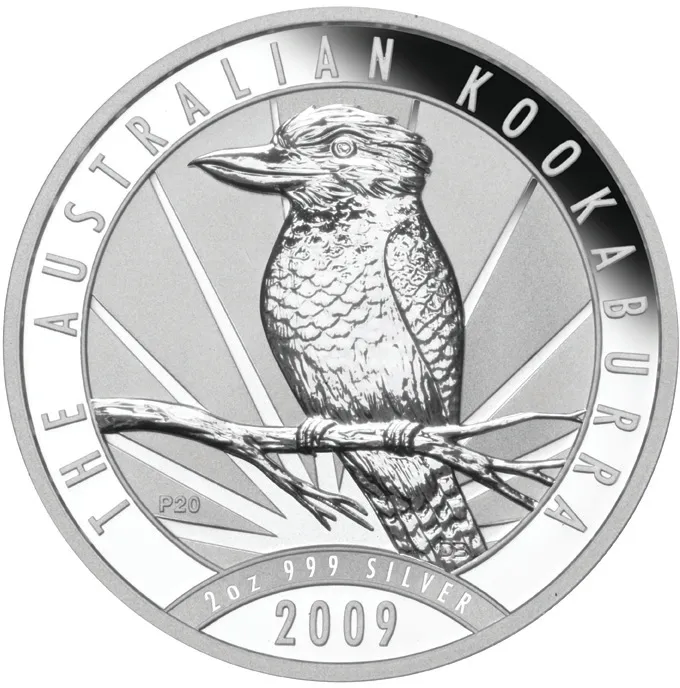 2 Unzen Silbermünze Australien Kookaburra 2009
