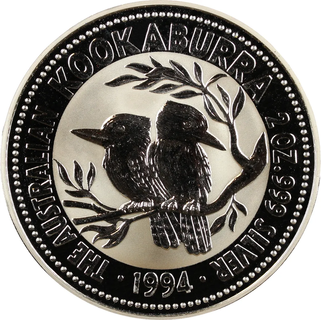 2 Unzen Silbermünze Australien Kookaburra 1994