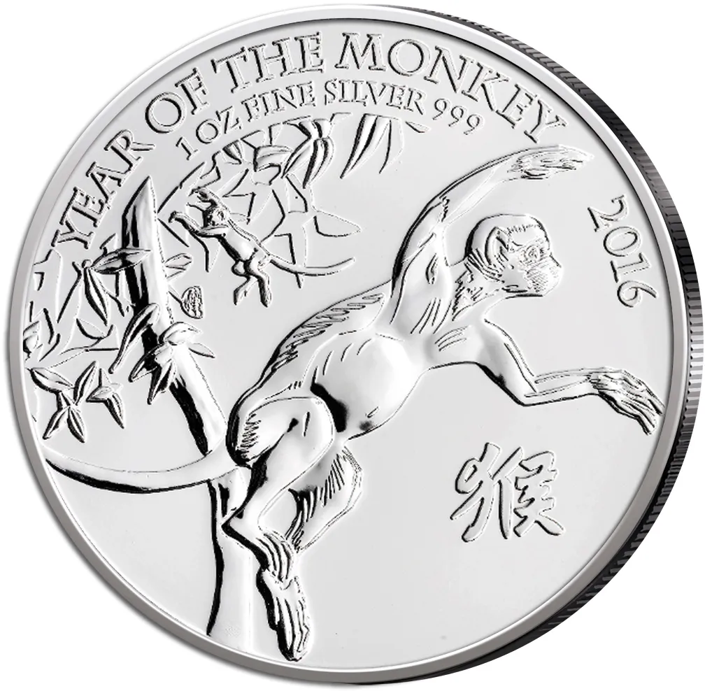 1 Unze Silbermünze Lunar Serie UK Affe 2016