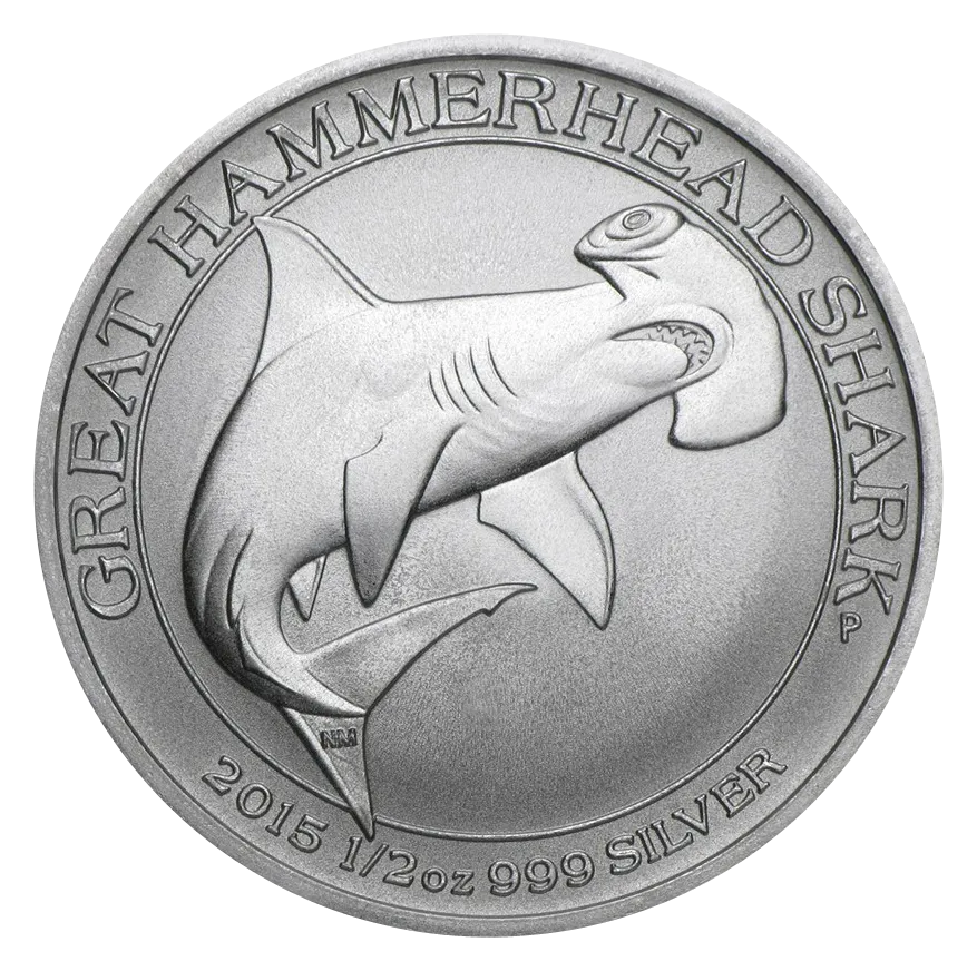 1/2 Unze Silbermünze Australien Great Hammerhead Shark - Hammerhai - 2015