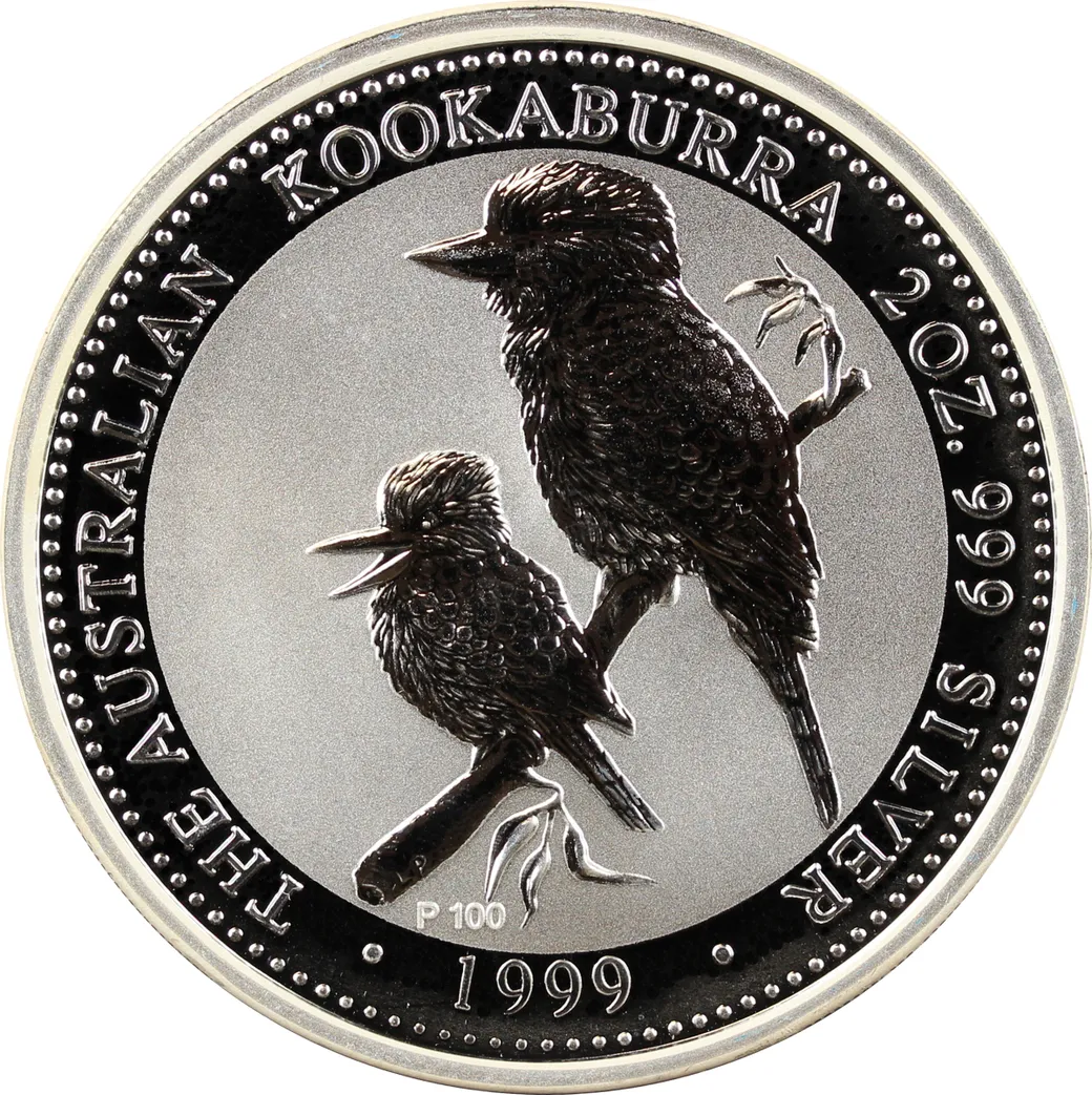 2 Unzen Silbermünze Australien Kookaburra 1999