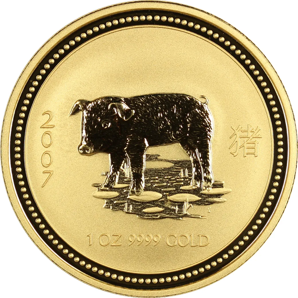 1/2 Unze Goldmünze Australien Lunar I Schwein 2007