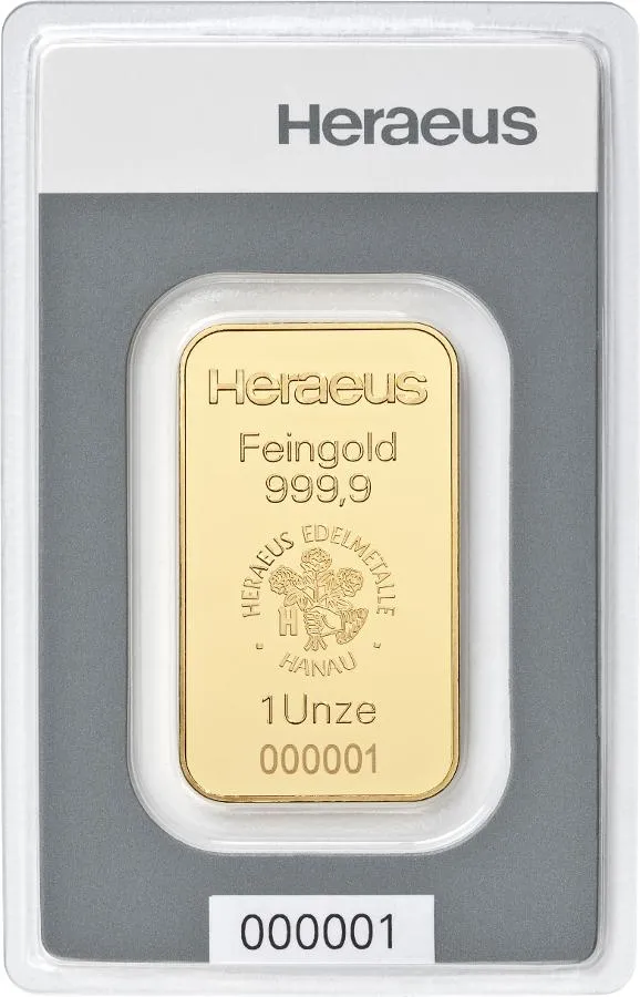 31,1 Gramm Goldbarren Heraeus