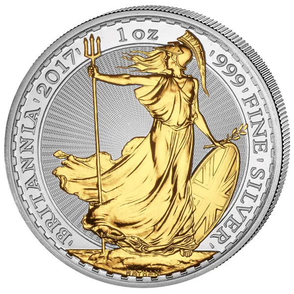 1 Unze Silbermünze Britannia 2017 teilvergoldet