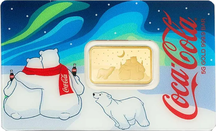 5 Gramm Goldbarren PAMP - Coca Cola Polar Bear Hugs