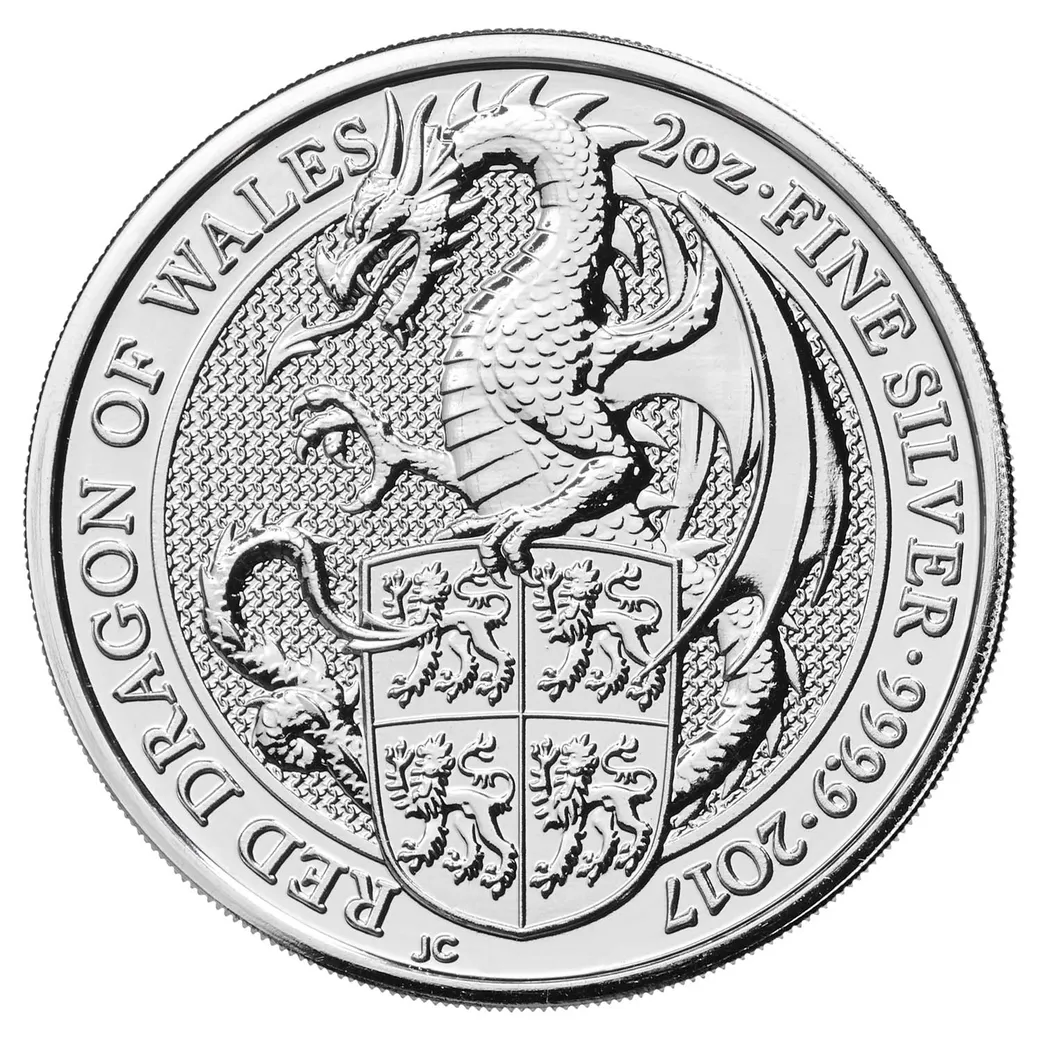 2 Unzen Silbermünze Queens Beasts Red Dragon 2017