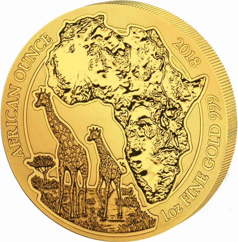 1 Unze Goldmünze Ruanda Giraffe 2018