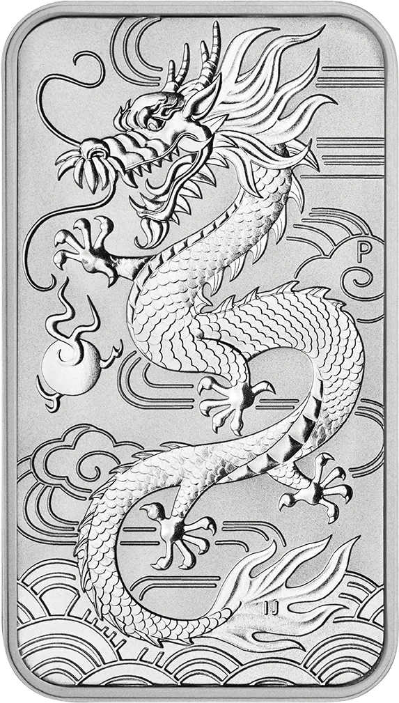 1 Unze Silbermünze Perth Mint Rectangular Dragon 2018