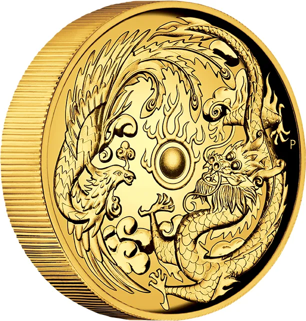 2 Unzen Goldmünze Australien Drache & Phönix 2017 - High Relief - polierte Platte
