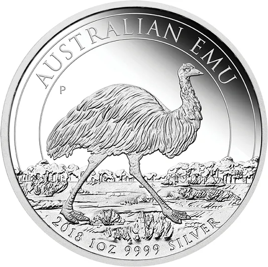 1 Unze Silbermünze Australien Emu 2018 - polierte Platte
