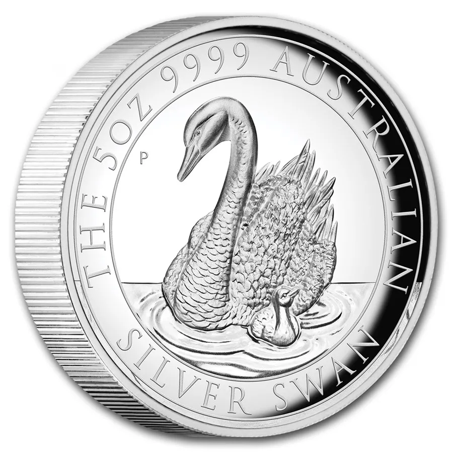 5 Unzen Silbermünze Australien Schwan 2018 - High Relief - polierte Platte