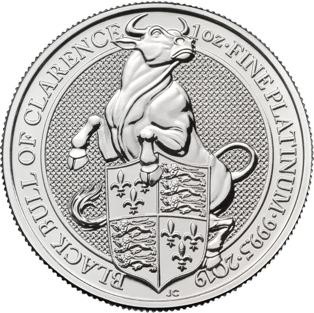 1 Unze Platinmünze Queens Beasts Black Bull 2019