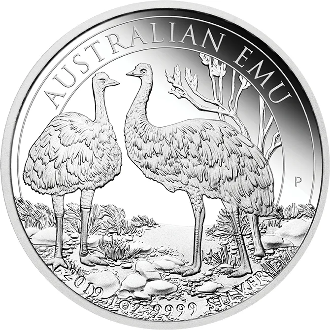 1 Unze Silbermünze Australien Emu 2019 - polierte Platte